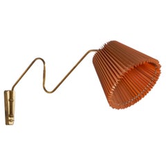 Vintage Danish Designer, Wall Light, Brass, Paper, Denmark, 1940s