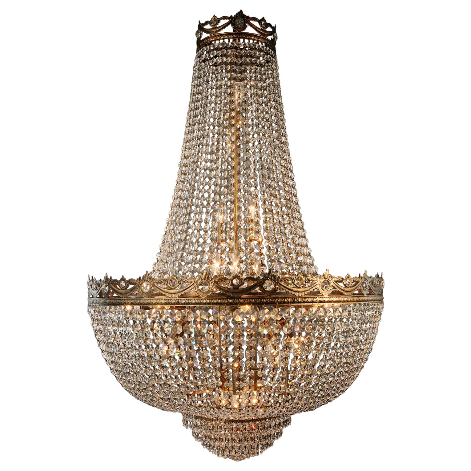 Crystal Chandelier Empire Sac a Pearl Big Large Palace Lamp Chateau Lustre For Sale