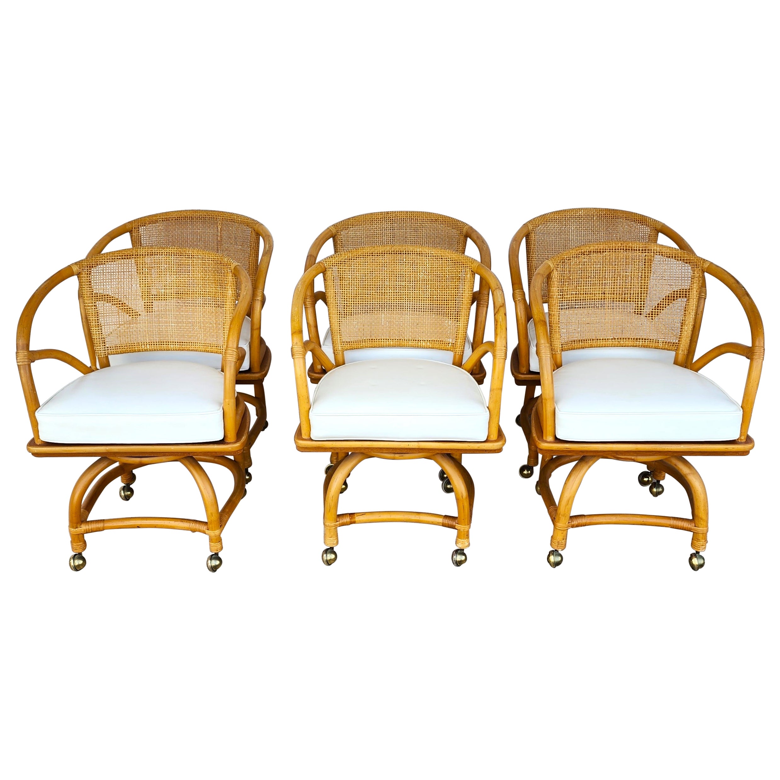 Esszimmerstühle aus Bambus, Vintage Rolling von Ficks Reed, 6er-Set, Vintage im Angebot