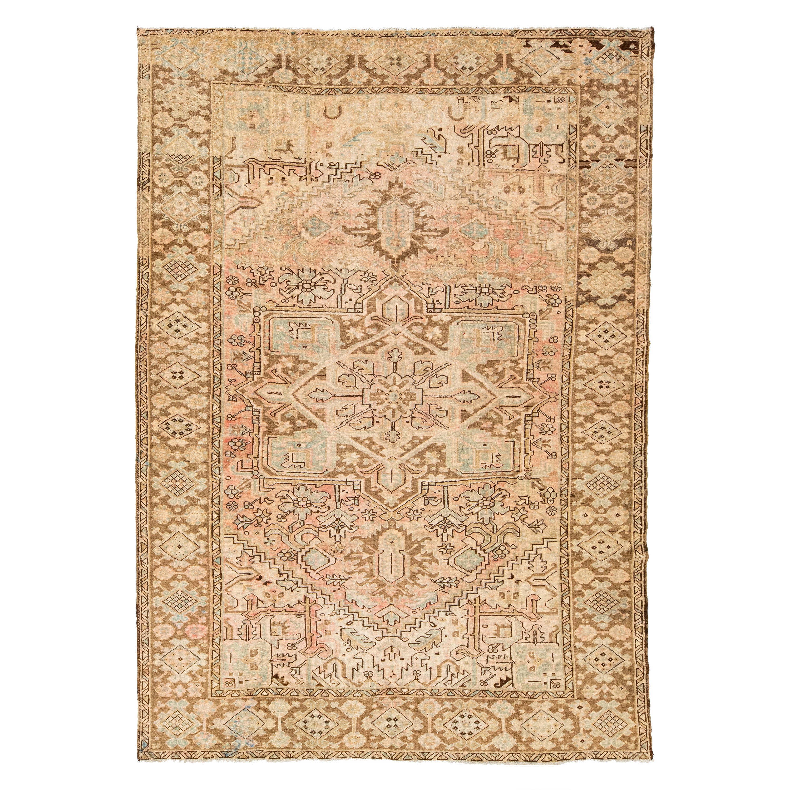 Antique Persian Malayer Peach Wool Rug HandCrafted in the 1930s For Sale
