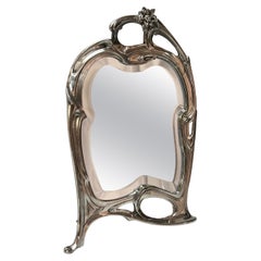 Art Nouveau Table Mirror In Silver Bronze
