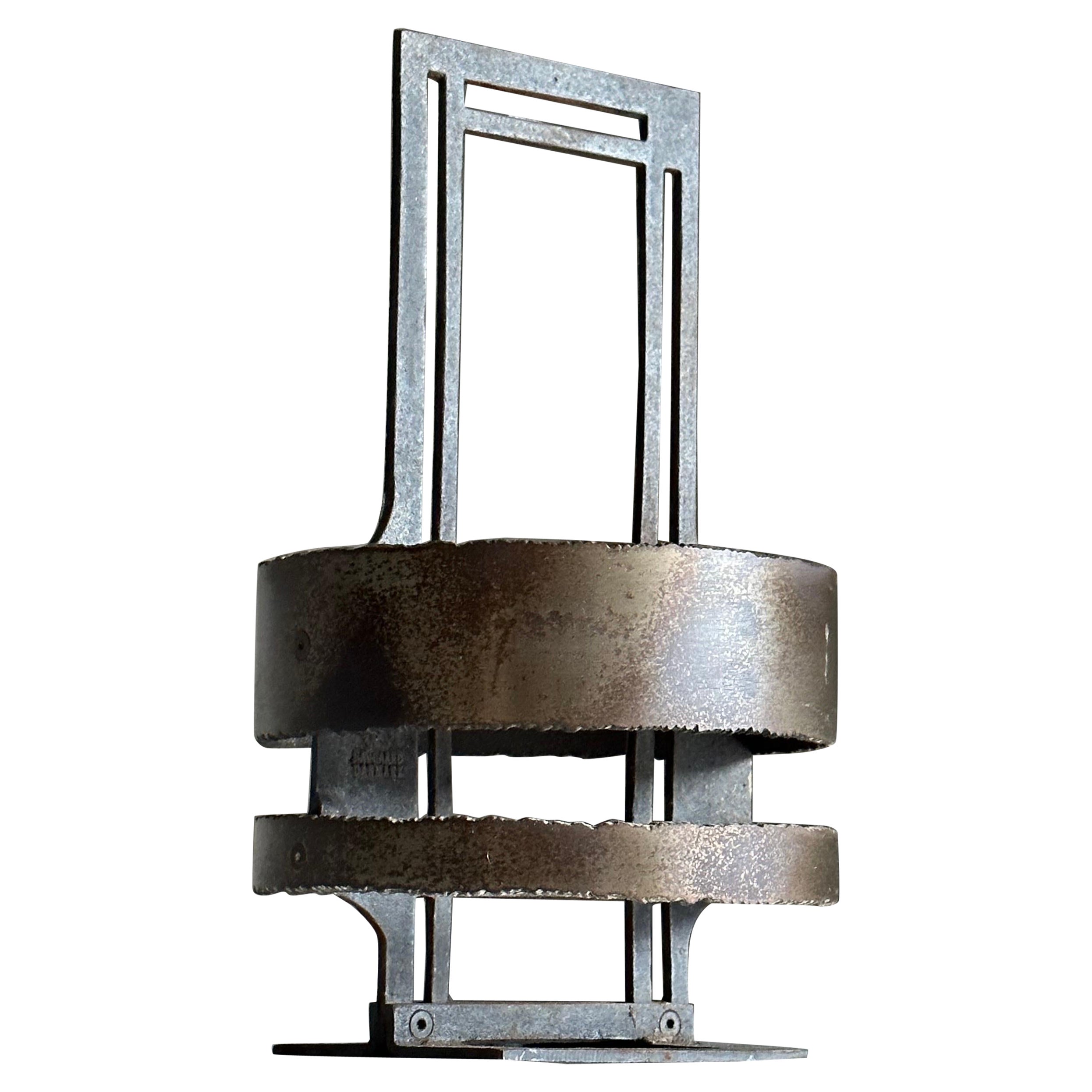 Poul Havgaard Brutalist Candle Holder in Iron and Steel For Sale