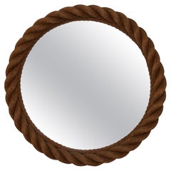 Audoux & Minet Large Round rope Mirror, France 1950s
