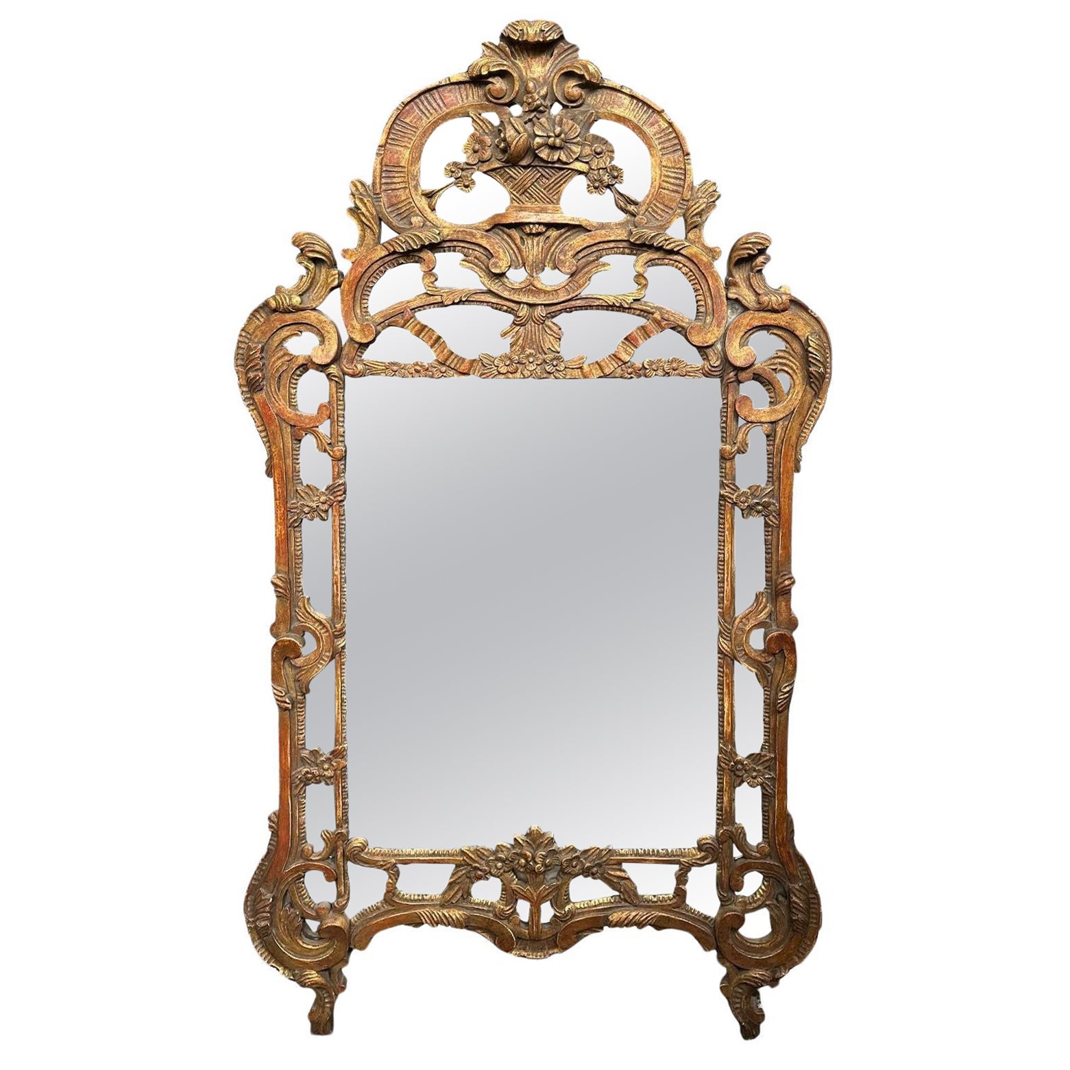 Miroir en bois doré français de la fin du XIXe siècle