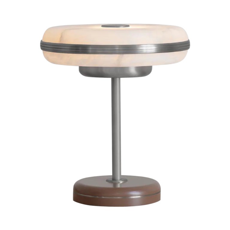 Beran Satin Nickel Small Table Lamp by Bert Frank For Sale