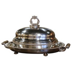 Antique 19th Century English Sheffield Silver Plated Two-Piece Well Tree and Meat Dome 