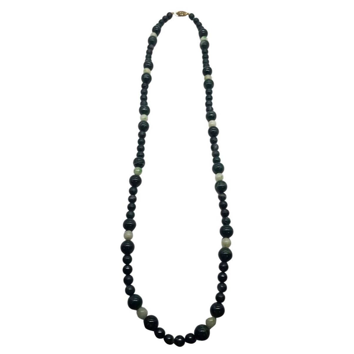 Vintage Nephrite Jade Beaded Necklace For Sale