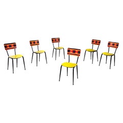 Italian mid-century Chairs Paulista in yellow, red, black formica metal, 1960s