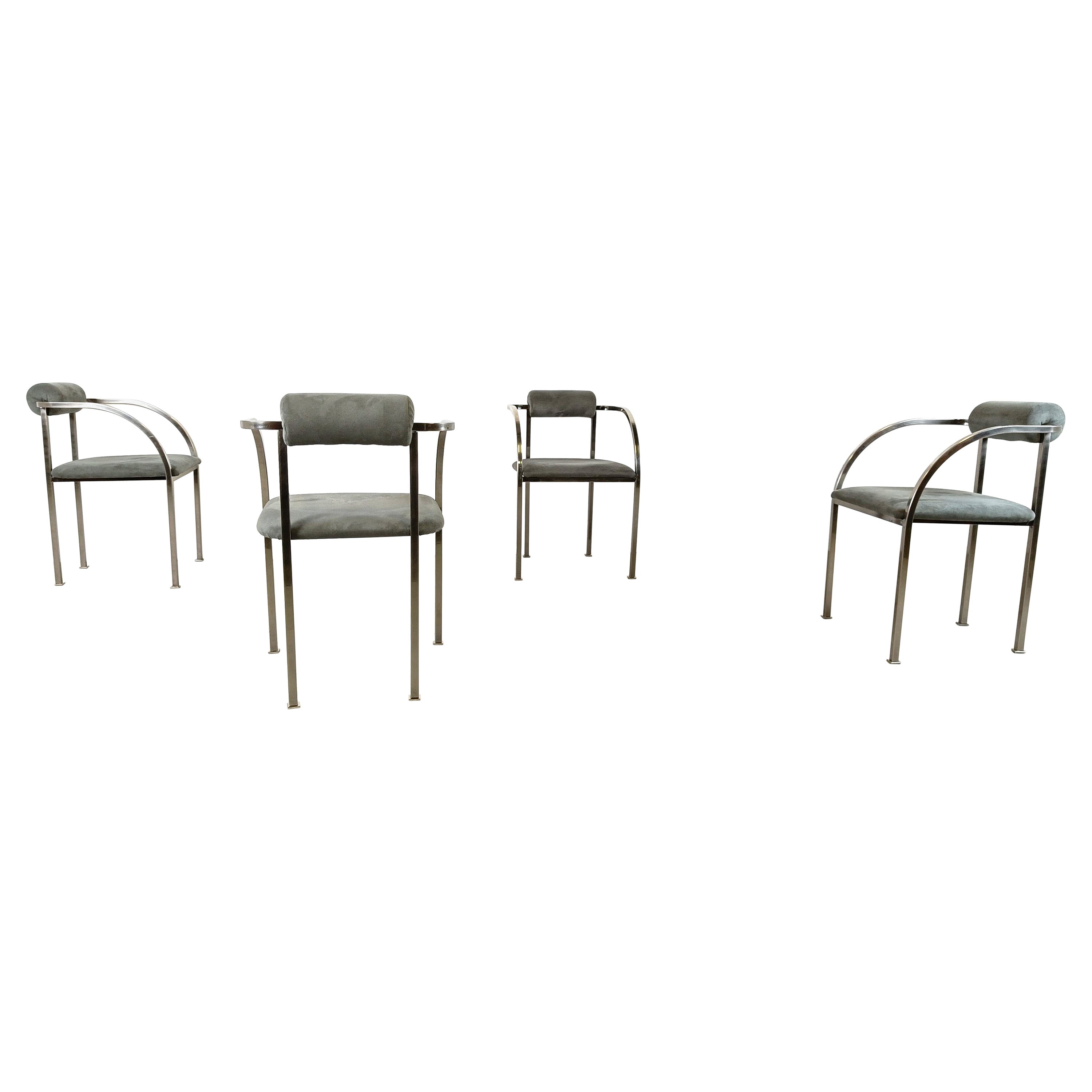 Post modern dining chairs by Belgo chrom, set of 4 - 1980s For Sale