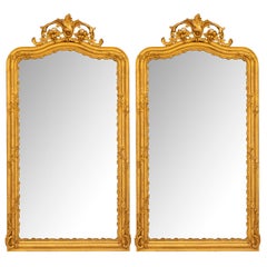 Antique Pair Of French 19th Century Napoleon III Period Louis XV St. Giltwood Mirrors