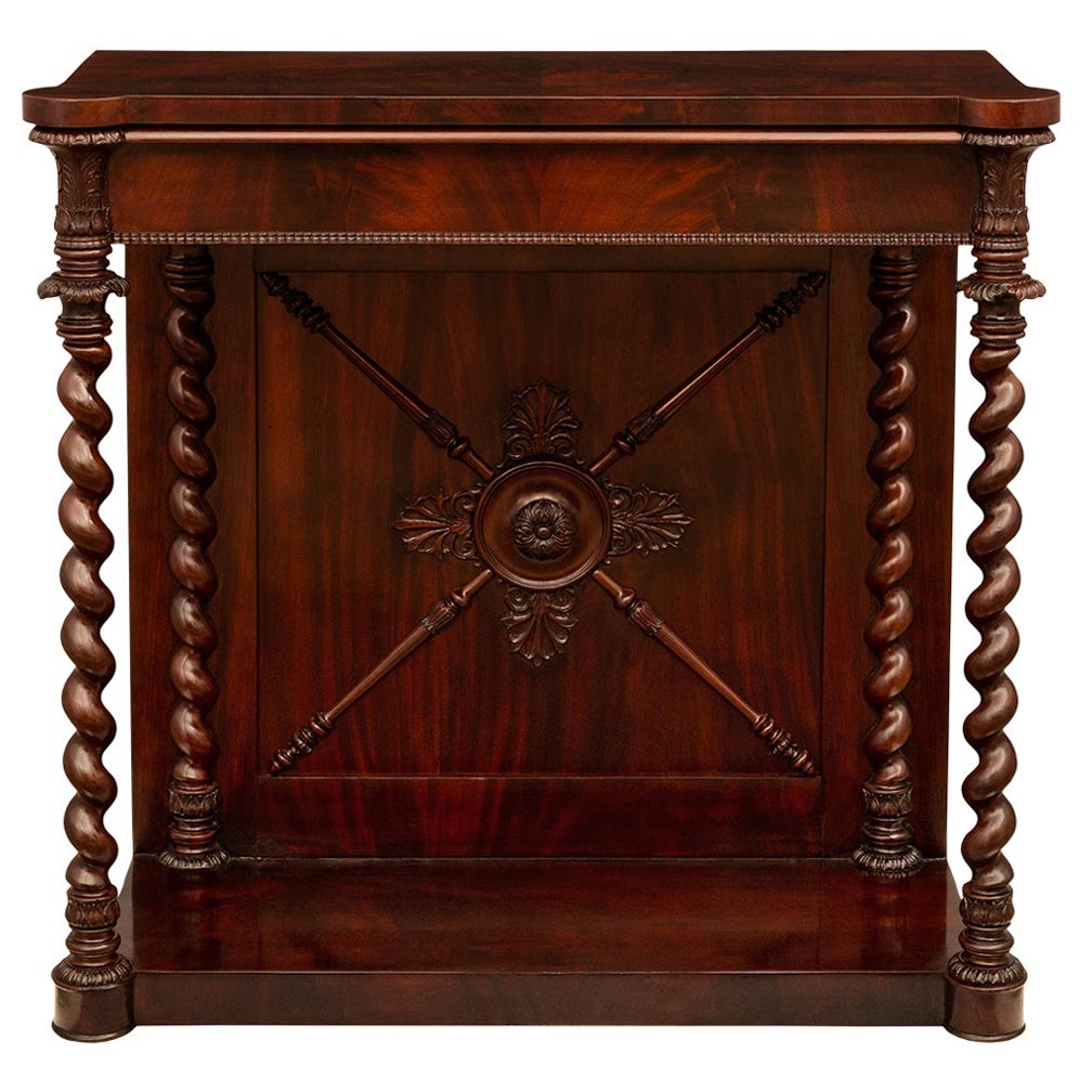 French 19th Century Louis Philippe Period Flamed Mahogany Console For Sale