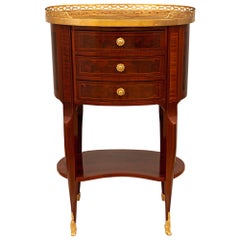 Antique French Late 19th Century Transitional St. Tulipwood, Ormolu & Marble Side Table
