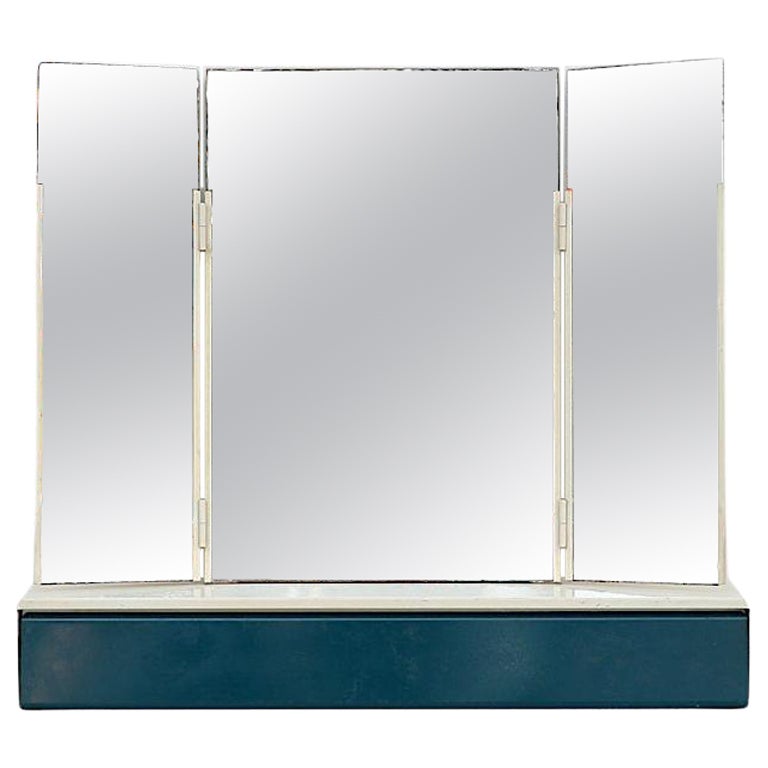 Brabantia Trifold Mirror with Blue Shelf, 1960's For Sale