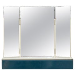 Antique Brabantia Trifold Mirror with Blue Shelf, 1960's