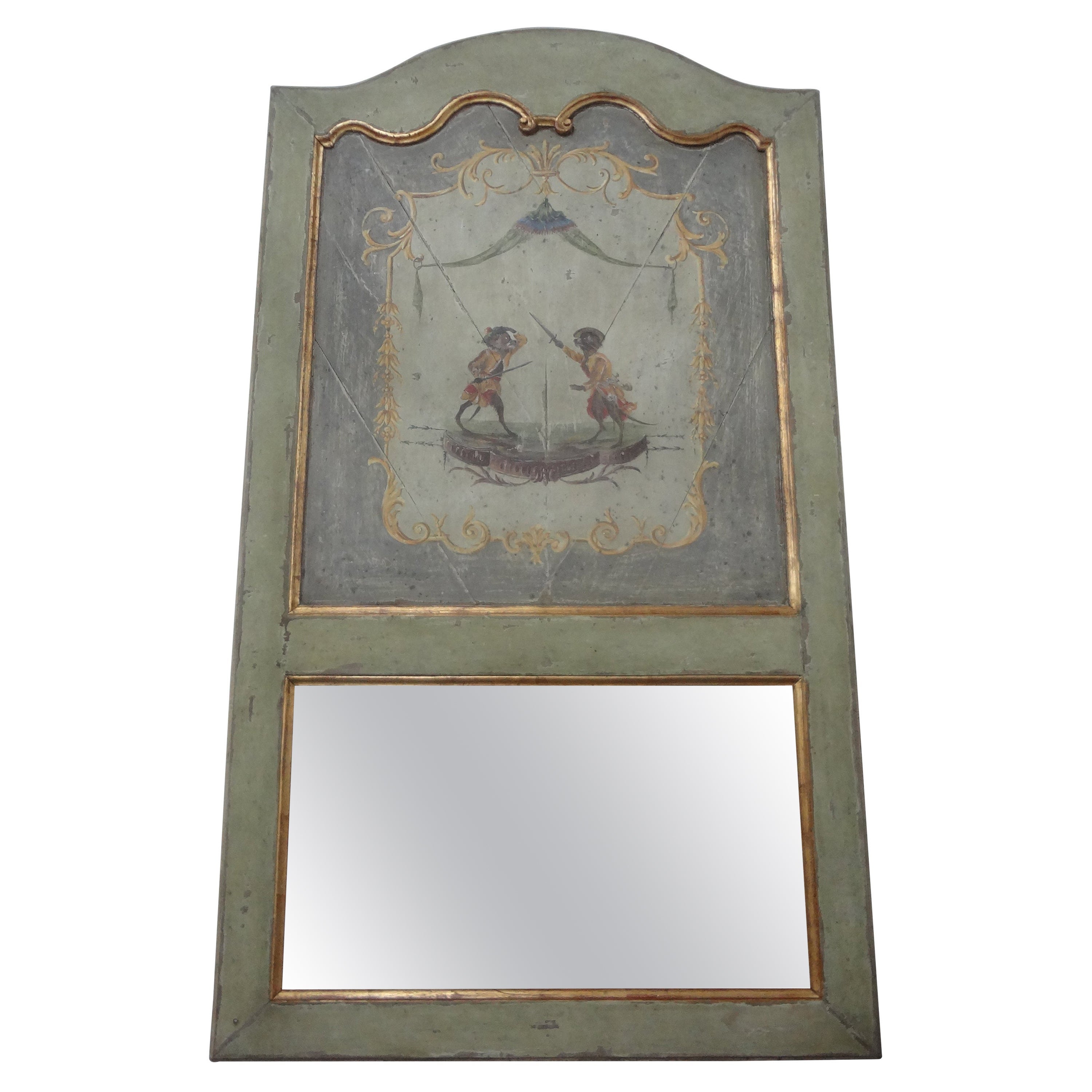 18th Century French Louis XVI Boiserie Trumeau Mirror For Sale