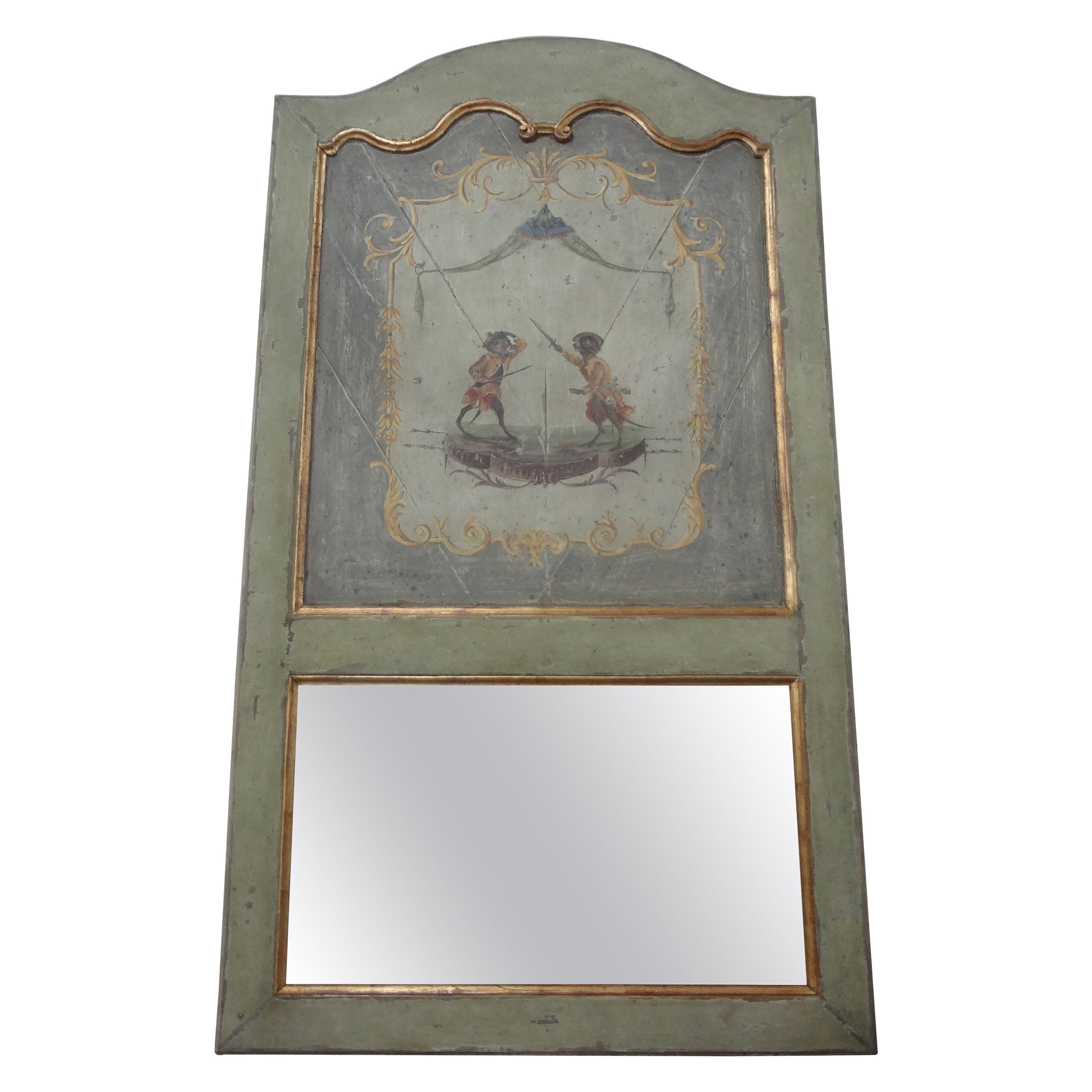 18th Century French Louis XVI Boiserie Trumeau Mirror