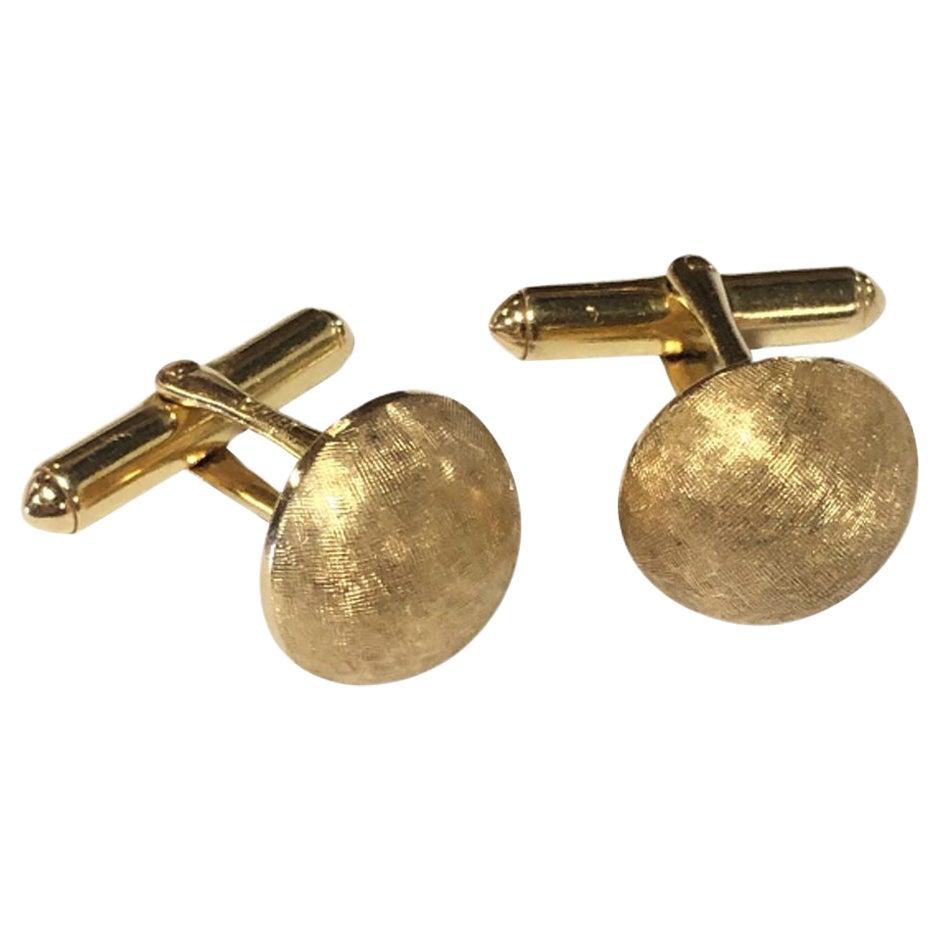 Vintage Mid Century Cartier Brushed Gold Cufflinks For Sale