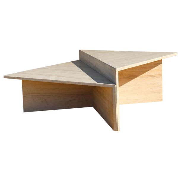 Mid-Century Two Triangular Pieces Travertine Coffee Table For Sale at ...