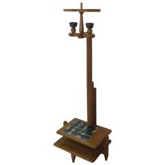 Mid-Century Floor Lamp by Guillerme et Chambron in Solid Oak and Ceramic 3