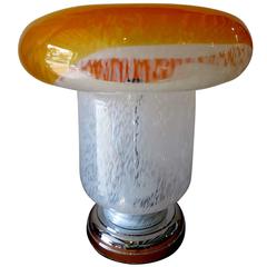 Mid-Century Italian Murano Orange and White Blown Glass Table Lamp
