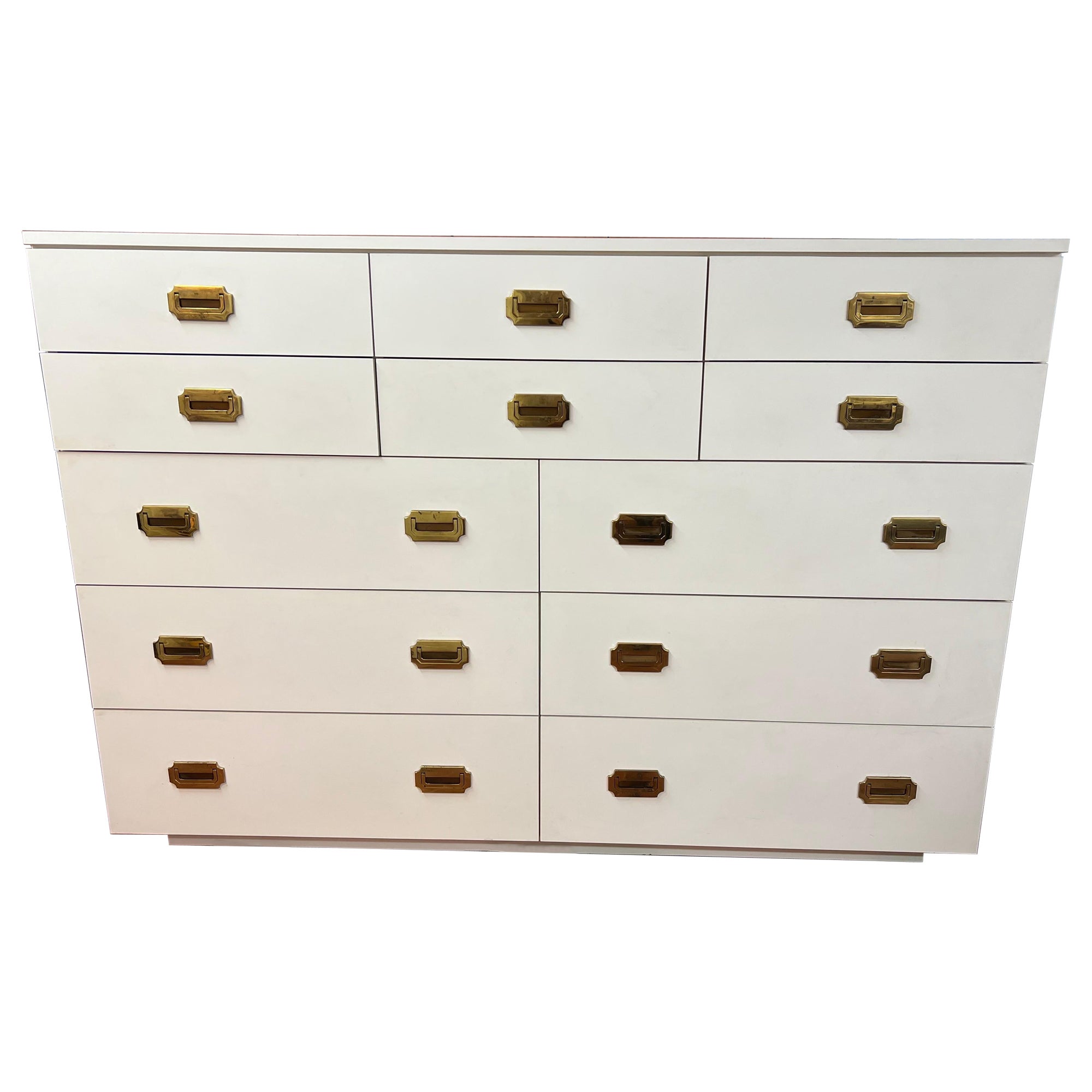 Large White Post Modern Campaign Dresser  For Sale