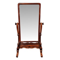 Antique A Very Fine 19th Century Flame Mahogany Cheval Mirror