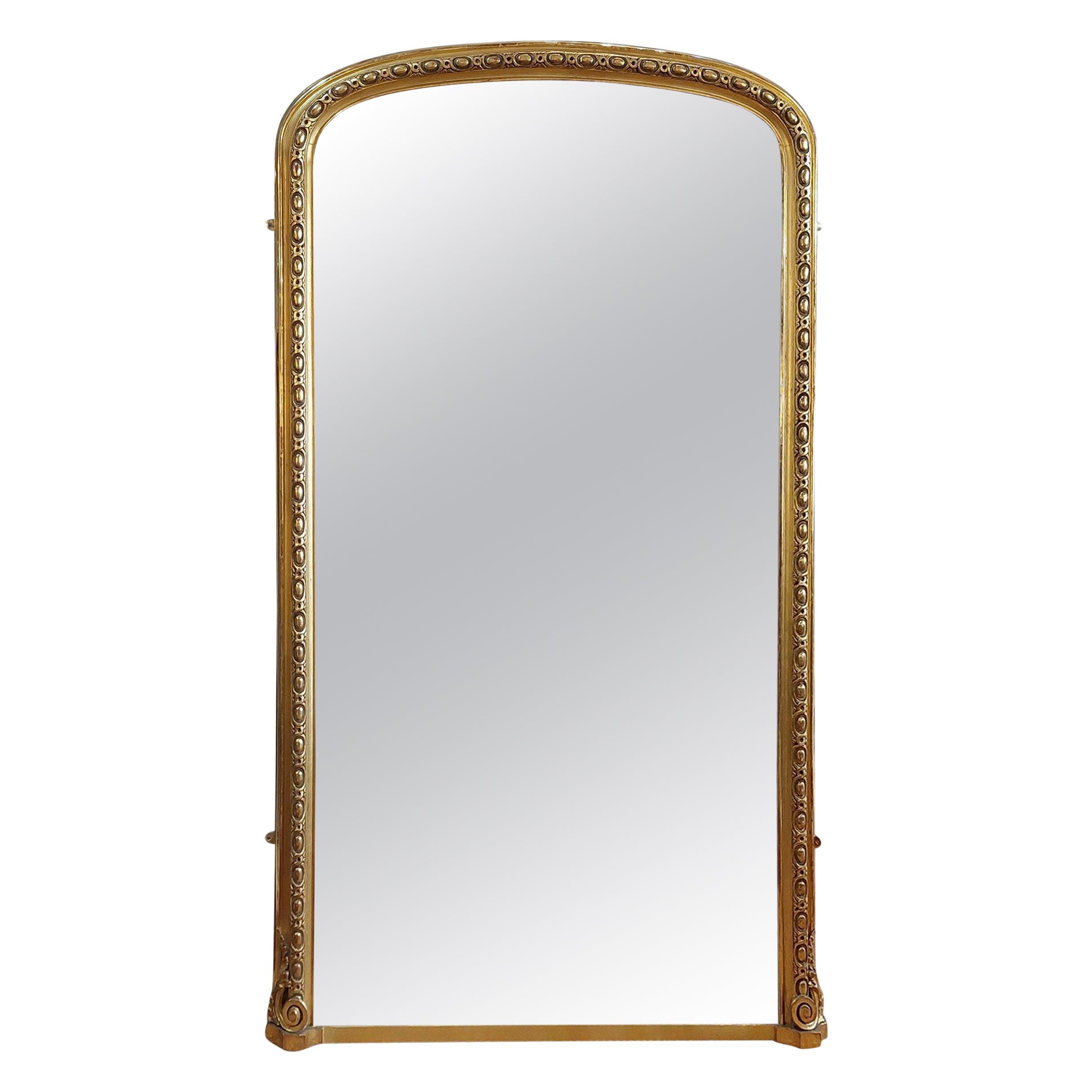 Grand miroir victorien à encadrement en bois sculpté et doré