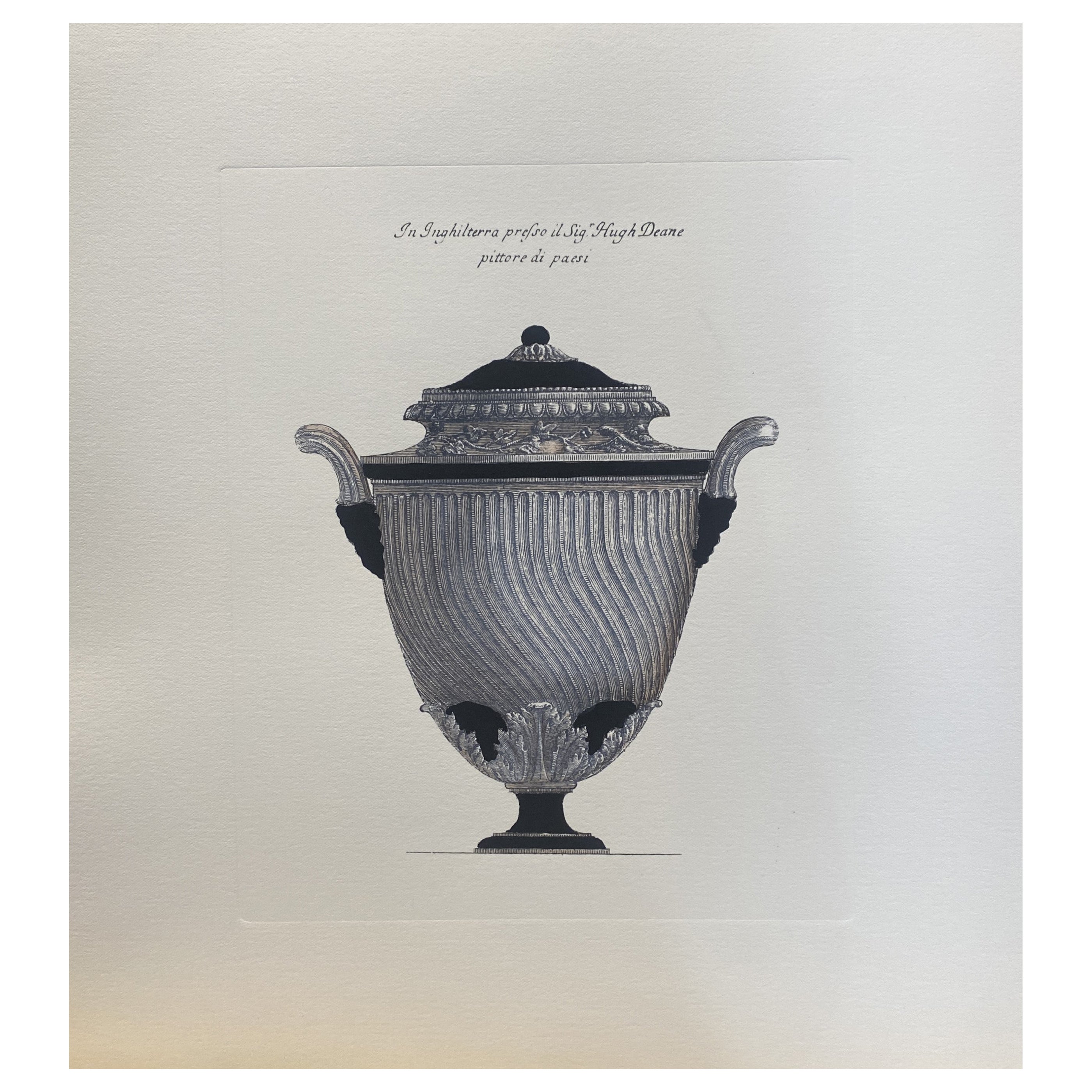 Contemporary Italian Hand Coloured Antique English Mansions Vase Print 1 of 5 For Sale