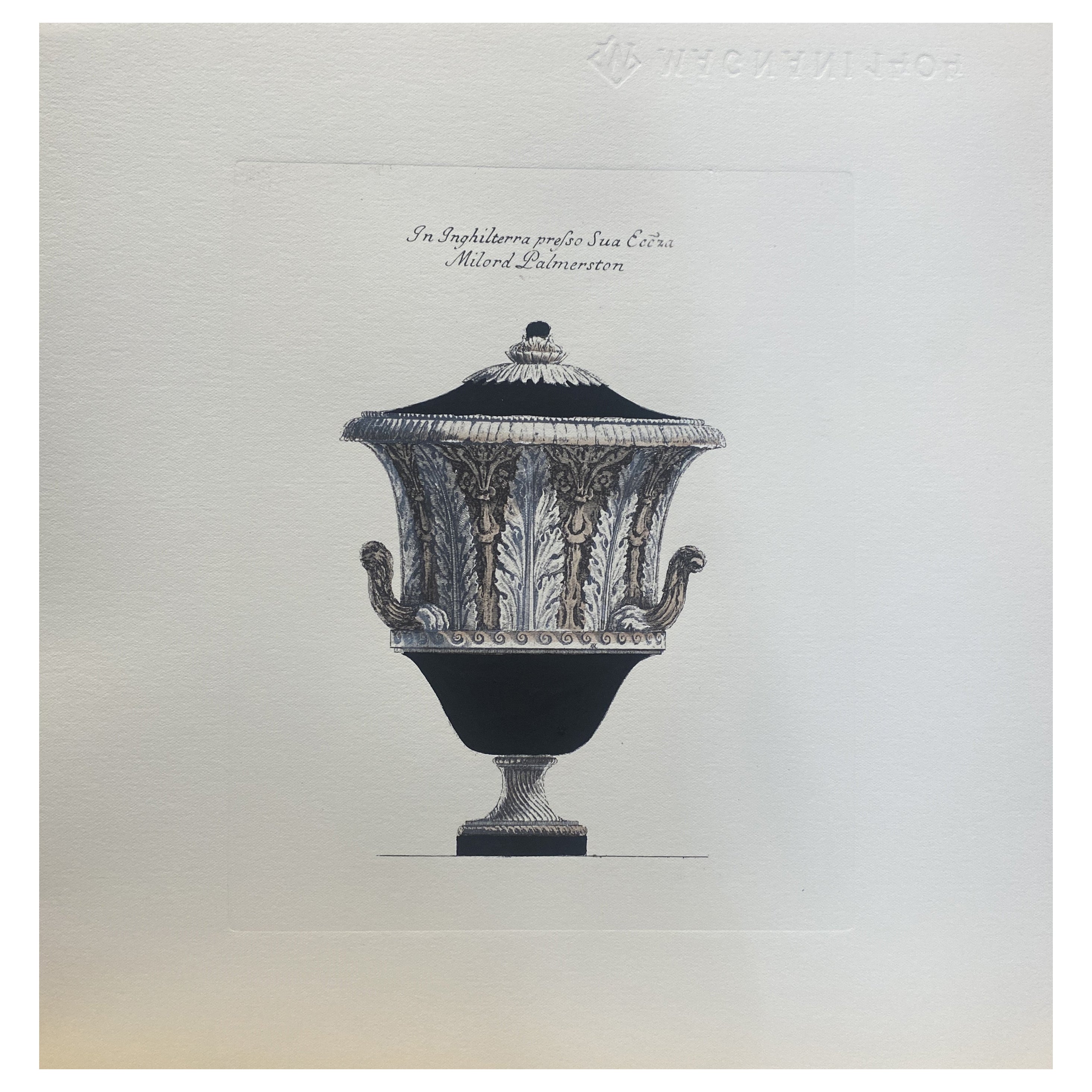Contemporary Italian Hand Coloured Antique English Mansions Vase Print 2 of 5 For Sale