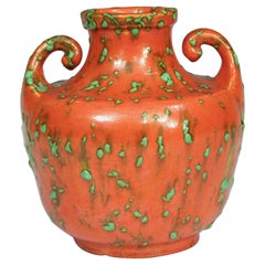Awaji Pottery Atomic Chrome Orange Art Deco Vase Vintage Monochrome Old Japanese