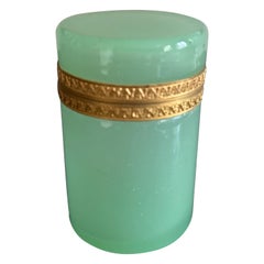 Antique  CENEDESE Glass Murano Jewelry Box - Jade Green, Early 20th Century Italy