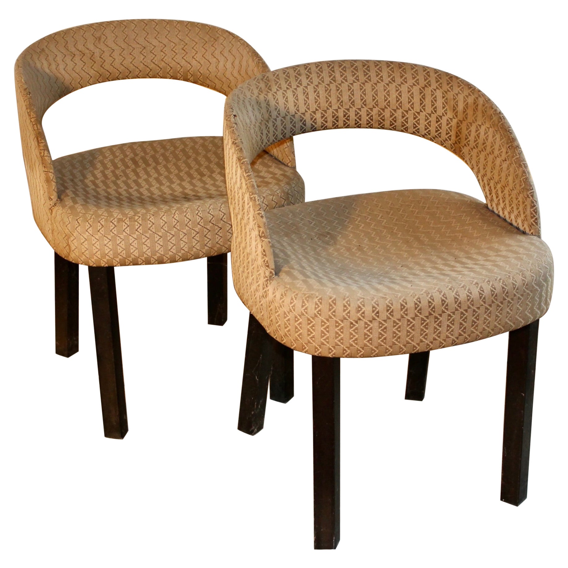 Pair of Josef Hoffmann Wiener Werkstätte Upholstered Side Chairs Original Fabric