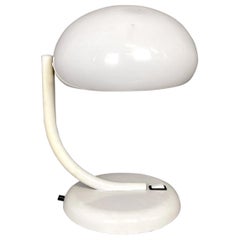 Vintage Italian mid-century modern round white table lamp by Stilnovo, 1960s