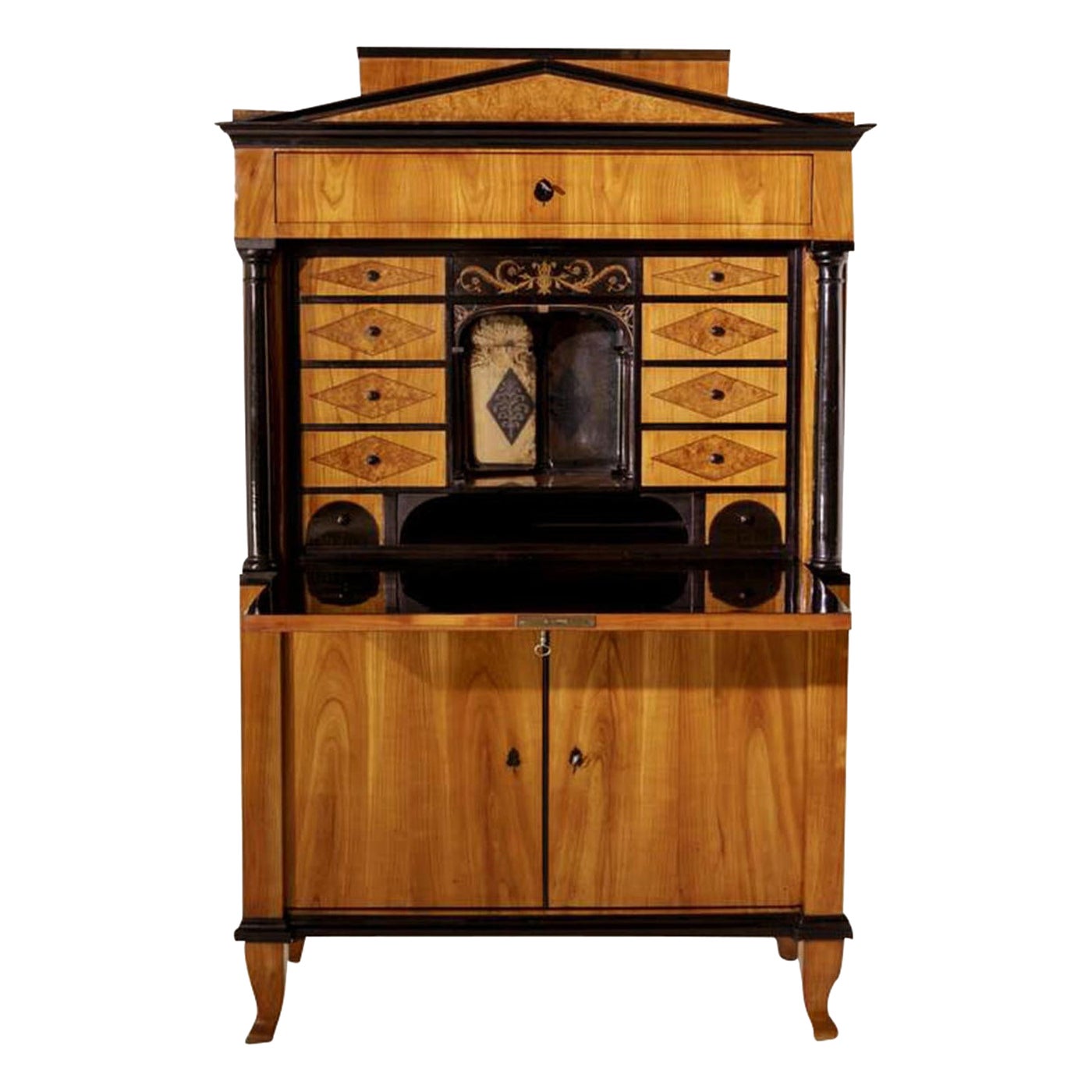 19th Century German Biedermeier Cherrywood Secretaire - Antique Secretary