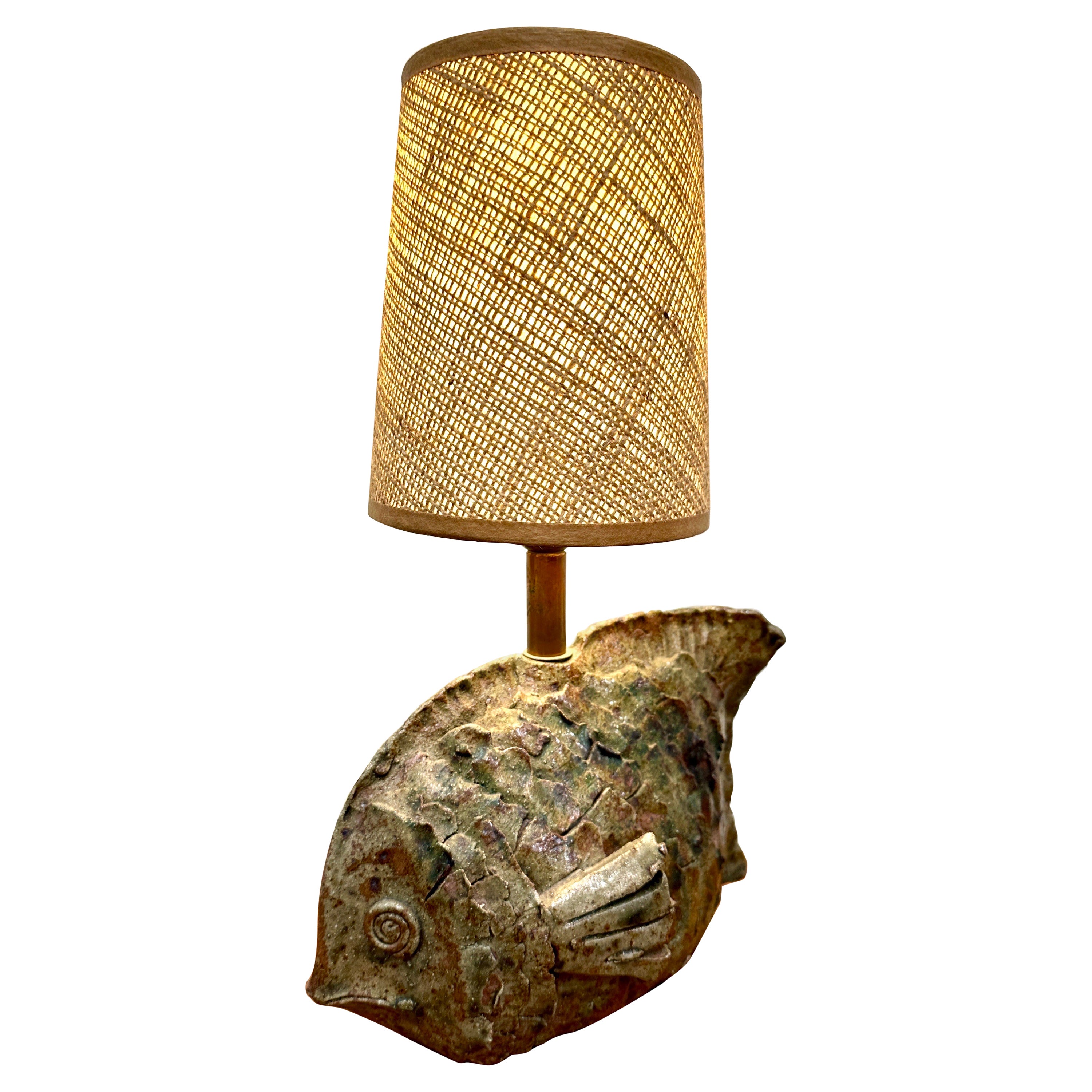 French Earthenware Fish Table Lamp