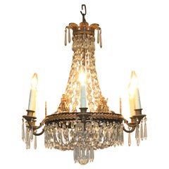  Lustre Empire en bronze doré et cristal, début du 19e siècle