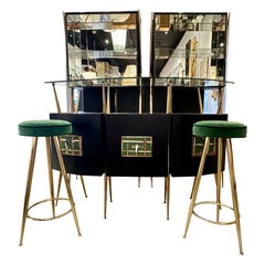 Ponti Style Five-Piece Italian Mid-Century Bar Set