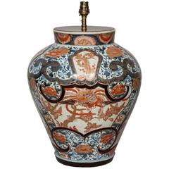 Large 18th Century Japanese Imari Vase Lamped