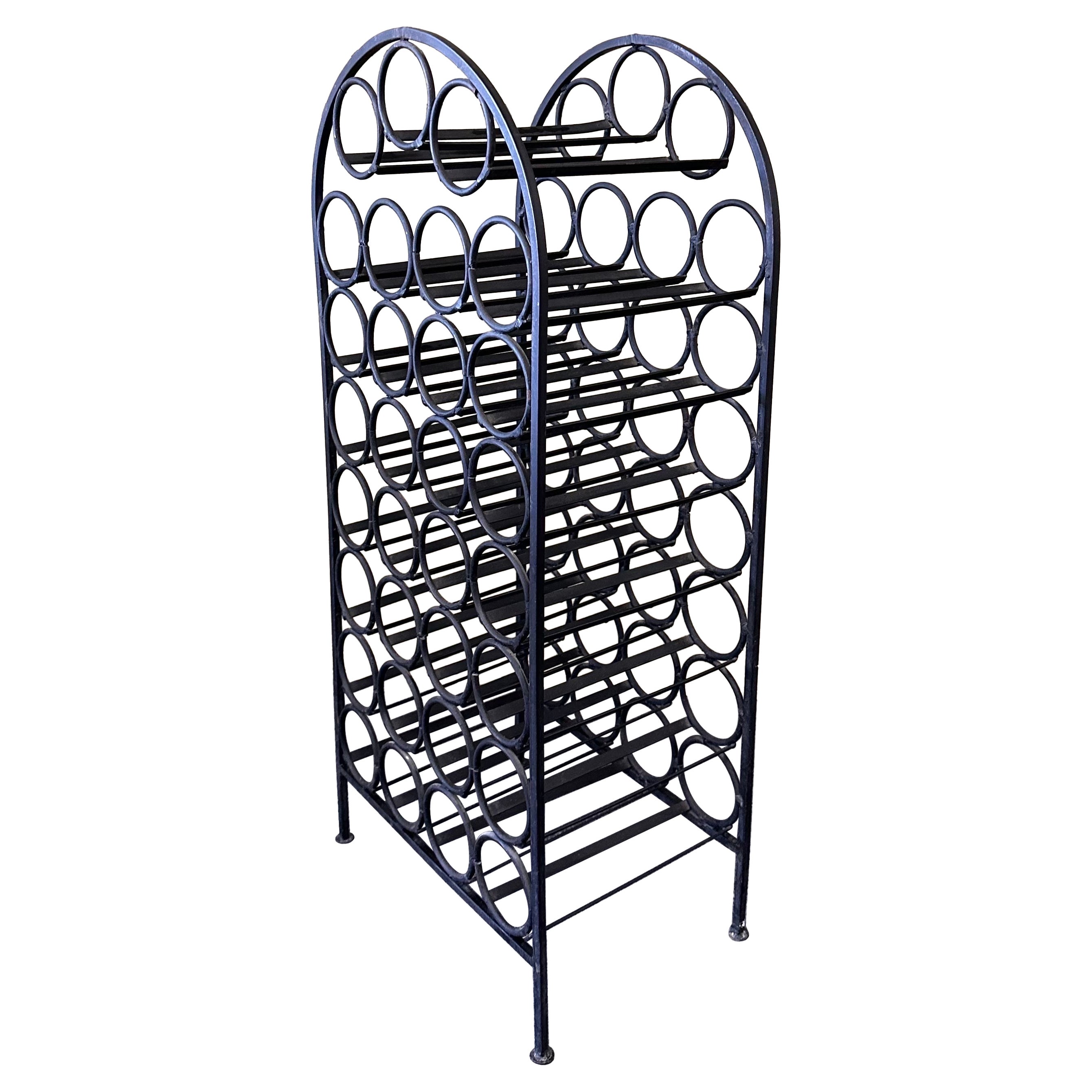 Rustic Wrought Iron Wine Rack / Cabinet For Sale