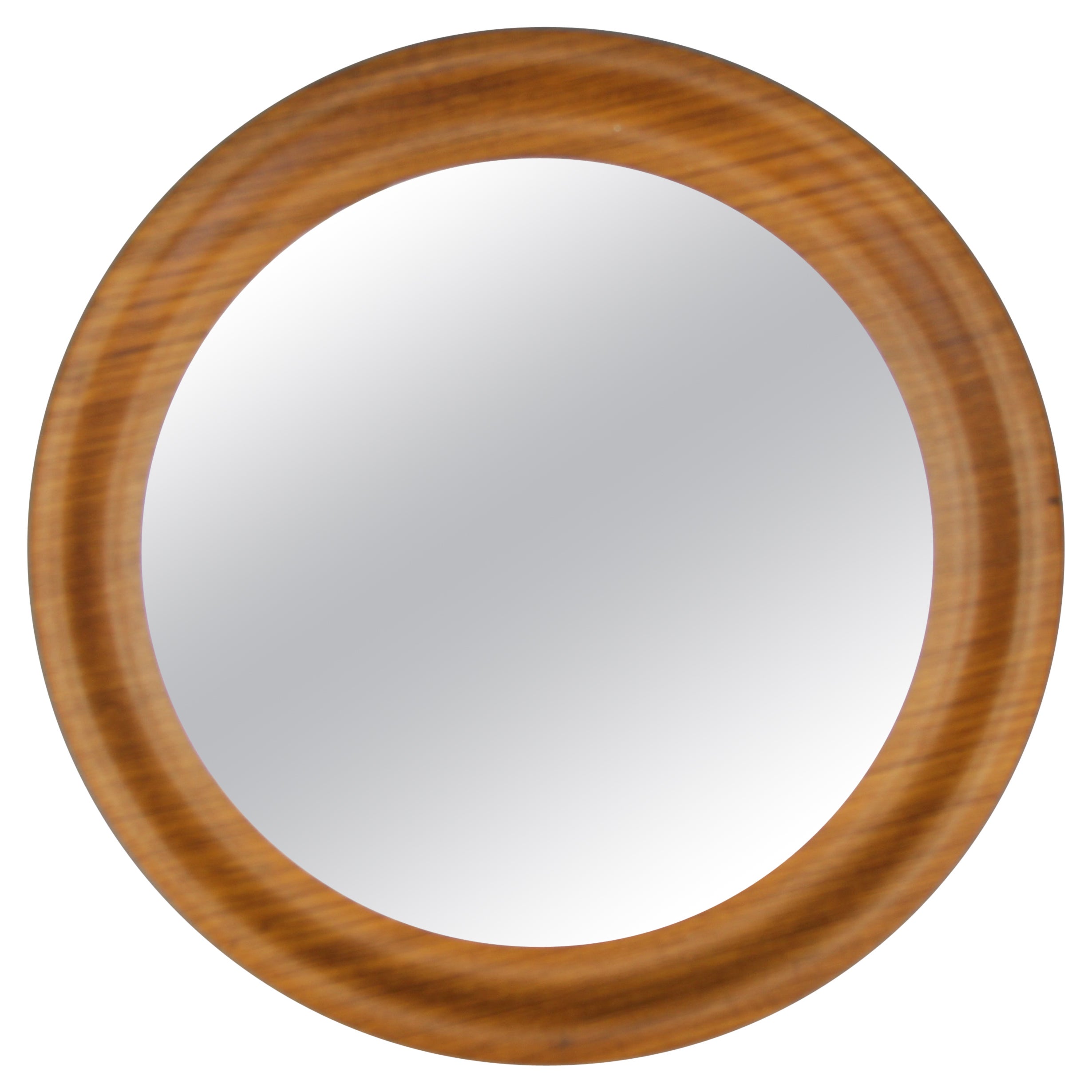 Mid-Century Modern Round Plywood Frame Wall Mirror, 1960s For Sale