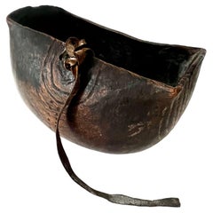 Vintage African Tribal Art Hand-carved Wood Bowl with Unique Designed Characteristics
