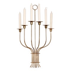 Large Brass Candle Sconce, in the manner of Tommi Parzinger, Hollywood Regency