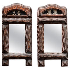 Late 19th Century matched pair of tramp art mirrors