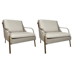 French Mid-Century Style, Velvet Lounge Chairs by Holly Hunt