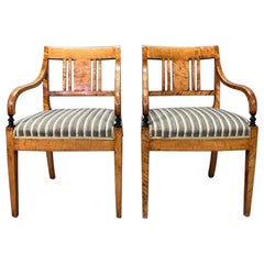 Biedermeier Carver Chairs Swedish Late 1800s Antique Quilted Golden Birch square