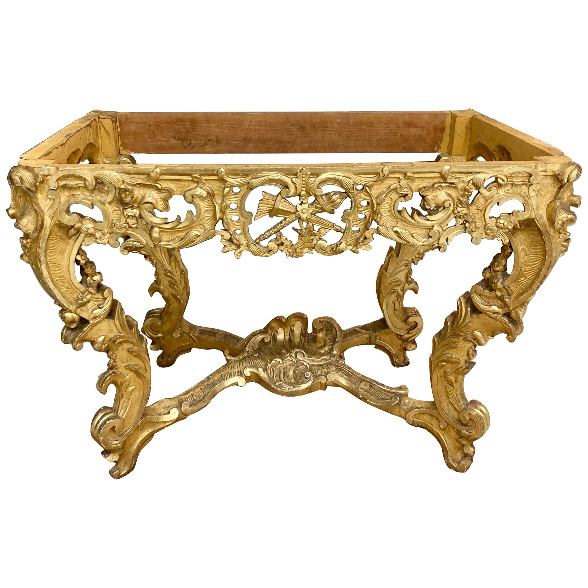 French 18th Century Regency Gilt Carved Console With No Top - Base Only For Sale