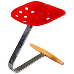 "Mezzadro" Stool in Red by Achille & Pier Giacomo Castiglioni, 1957