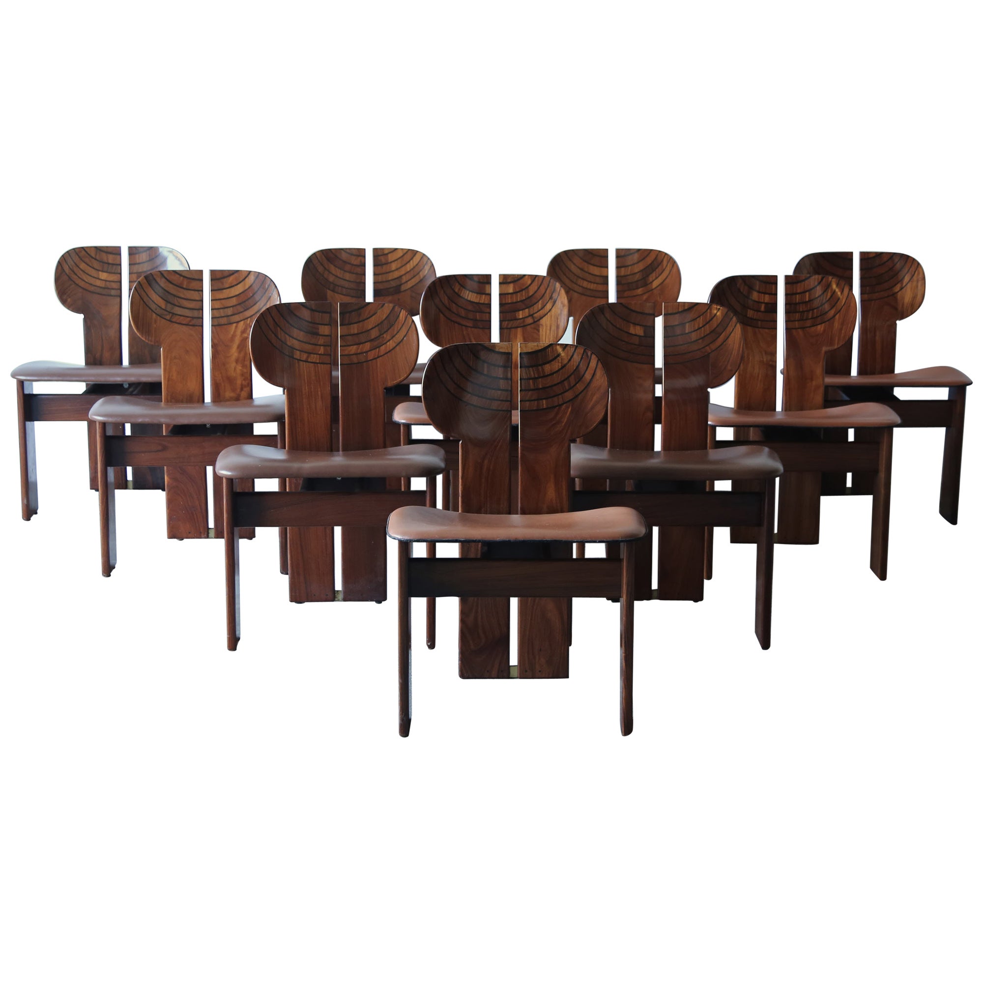 Set of Ten Africa Chairs by Afra & Tobia Scarpa, Maxalto, Italy, 1970s For Sale