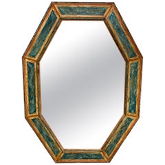 Antique Large Italian 19th Century Faux Marble Painted Mirror