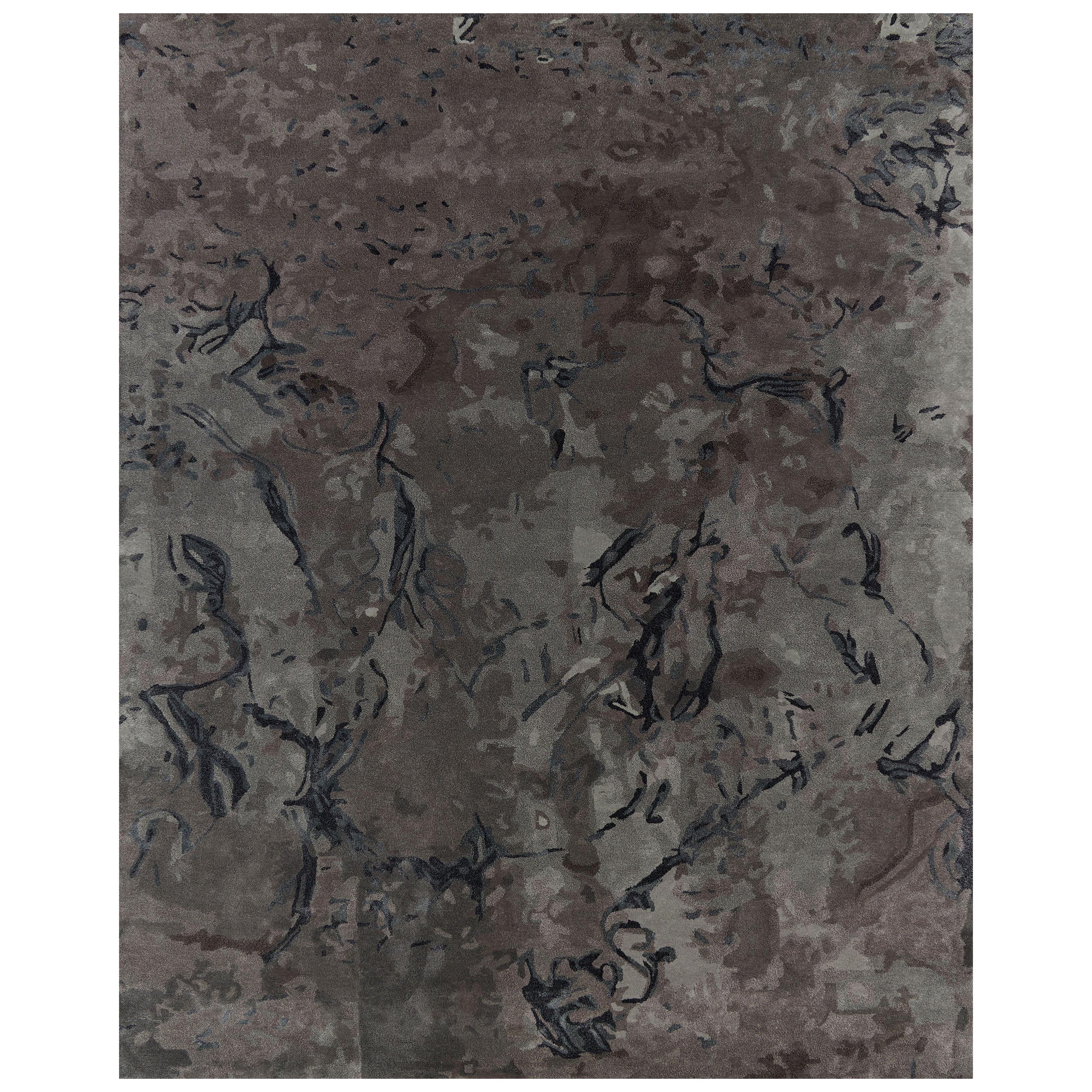 Art Area Rug - Platinum Abstract - Grey For Sale